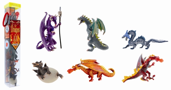 Plastoy Tube 6 Figurines Dragons